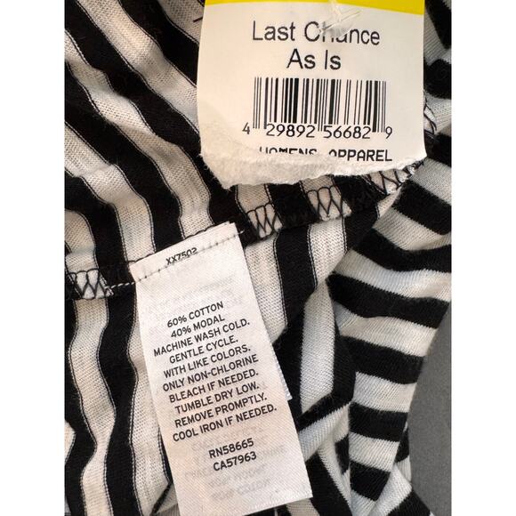 New CASLON NORDSTROM Black/White Stripe Rounded V Neck T-Shirt Size 2X - Picture 6 of 6